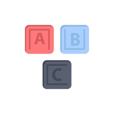 Abc, Bloklar, Temel, Alfabe, Bilgi Düz Renk Simgesi. Vektör