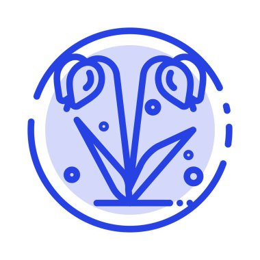 Çiçek, Çiçek, Doğa, Bahar Mavi Noktalı Çizgi Hattı Simgesi