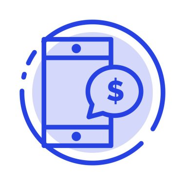 Mobil, Hücre, Para, Dolar Mavi Noktalı Çizgi Hattı Simgesi