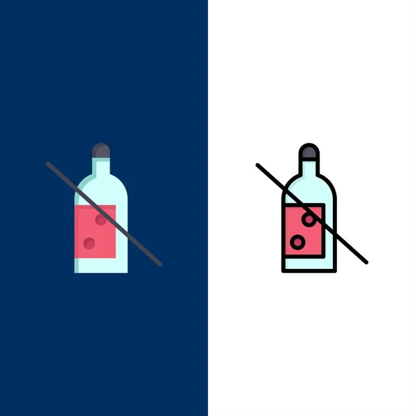 Alcohol, Bottle, Forbidden, No, Whiskey  Icons. Flat and Line Fi — Stockvector