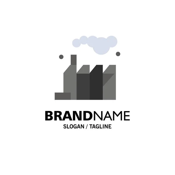 Energy, Pollution, Factory Business Logo Template. Colore piatto — Vettoriale Stock