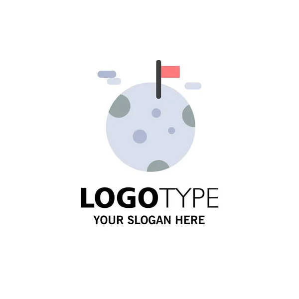 Modèle de logo d'entreprise planétaire, gazière, géante, spatiale. Couleur plate — Image vectorielle