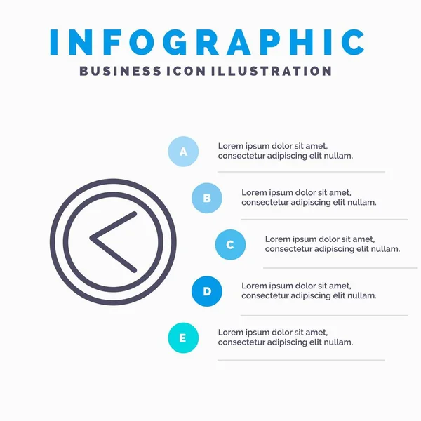 Pijl, Interface, links, gebruikers lijn icoon met 5 stappen presentatie — Stockvector