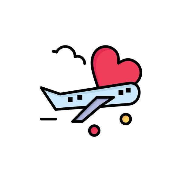 Vlieg, vliegtuig, vliegtuig, luchthaven platte kleur pictogram. Vector Icon Bann — Stockvector