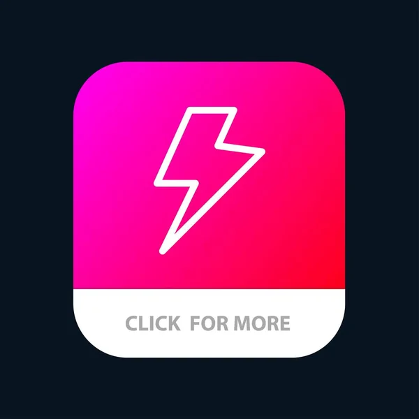 Power, Charge, Electric Mobile App Button. Android și IOS Line — Vector de stoc