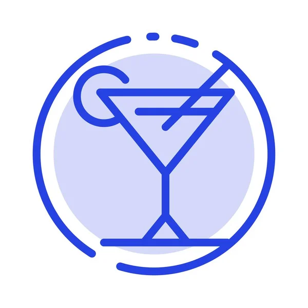 Cocktail, Juice, Lemon Blue Dotted Line Line Icon — Stock Vector