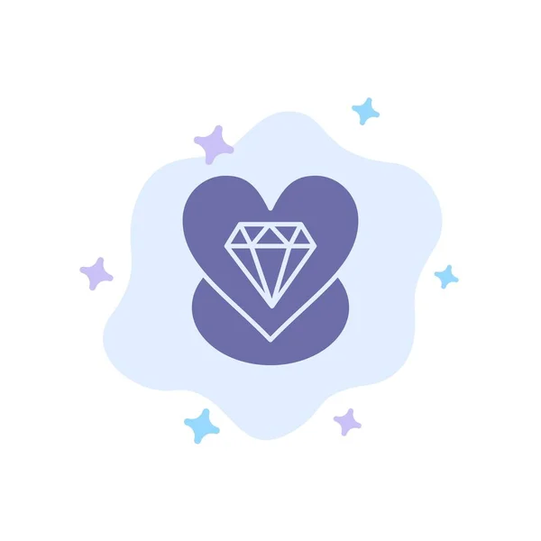 Diamond, Love, Heart, Wedding Blue Icon on Abstract Cloud Backgr — Stock Vector