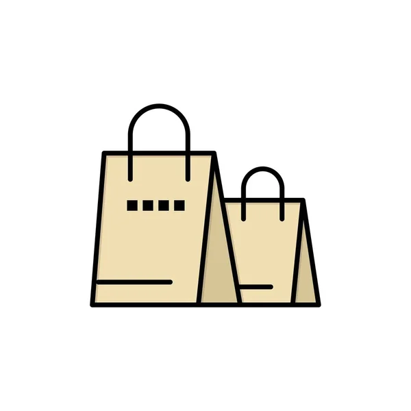 Sac, Sac à main, Shopping, Shop Flat Color Icon. Icône vectorielle banne — Image vectorielle