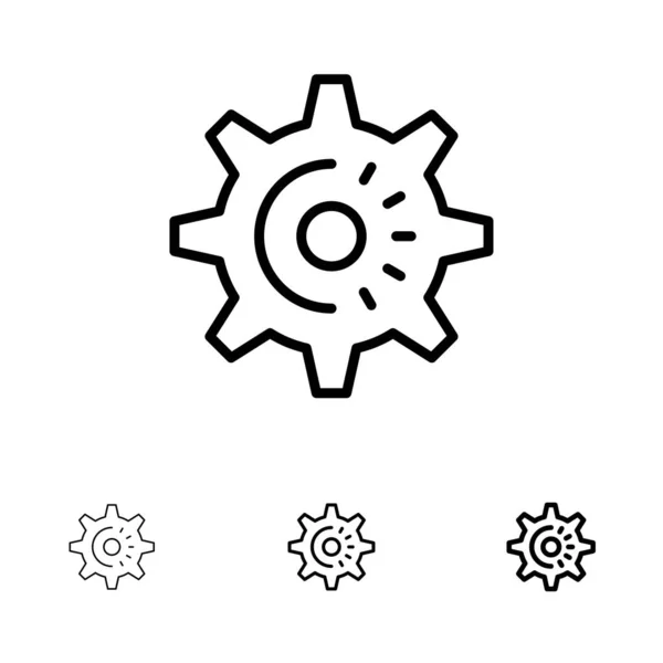 Cog, Gear, Setting, Idea Bold and thin black line icon set — Stock Vector