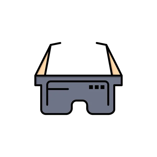 Virtual, Gafas, Médico, Icono de Color Plano de Ojos. Vector icono prohibición — Vector de stock