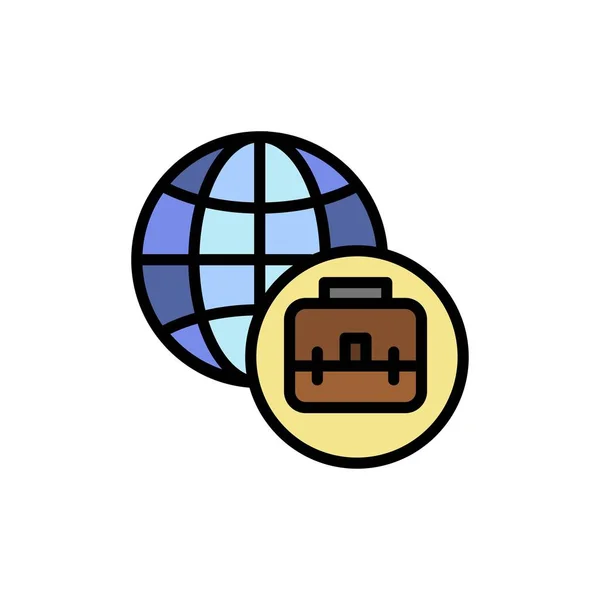 International Business Flat Color Icon. Banner de icono de vector Temp — Vector de stock