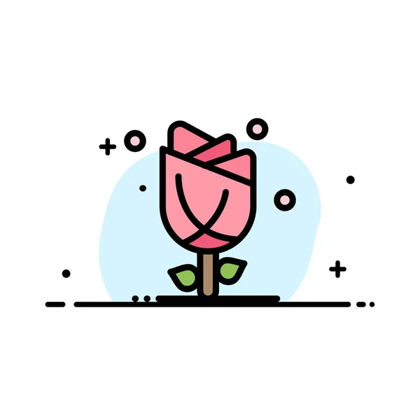 Flore, Floral, Fleur, Nature, Rose Business Flat Line Filled I — Image vectorielle