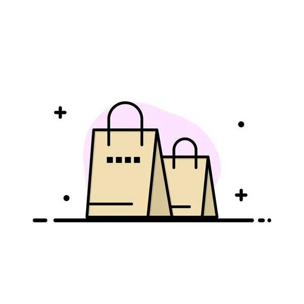 Bolso, bolso, compras, negocio de la tienda línea plana llena Icon Vec — Vector de stock