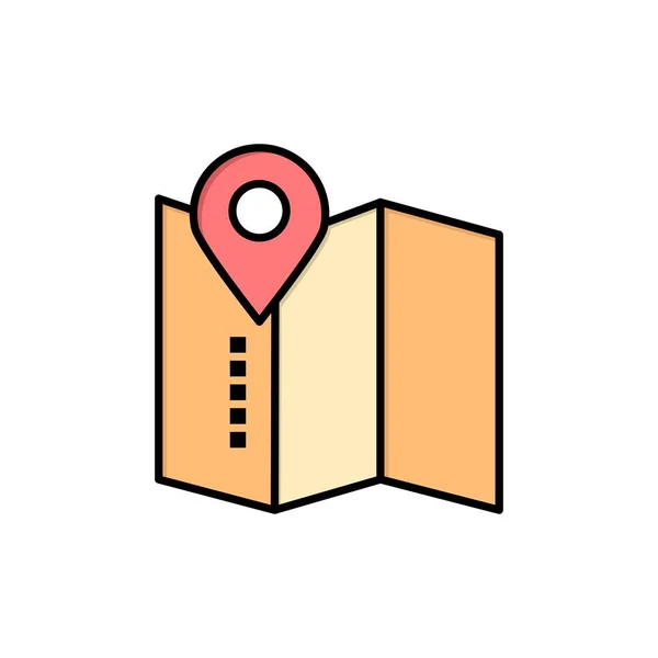 Localização, Mapa, Serviço Pin Flat Color Icon. Banner do ícone do vetor — Vetor de Stock