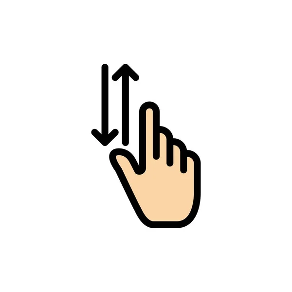 Finger, Gestures, Hand, Up, Down  Flat Color Icon. Vector icon b — Stock Vector
