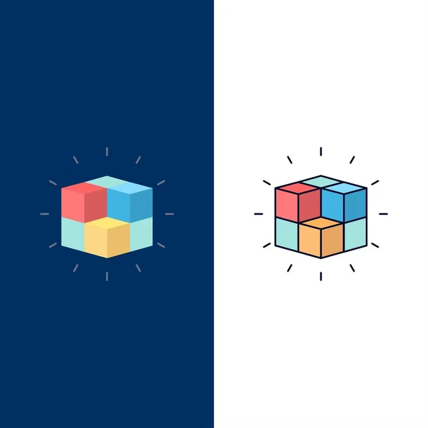 Box, labyrinth, puzzle, solution, cube Flat Color Icon Vector — Stock Vector