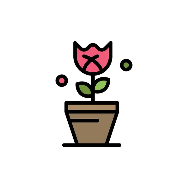 Украшение, Пасха, Растение, Tulip Flat Color Icon. Значок вектора b — стоковый вектор