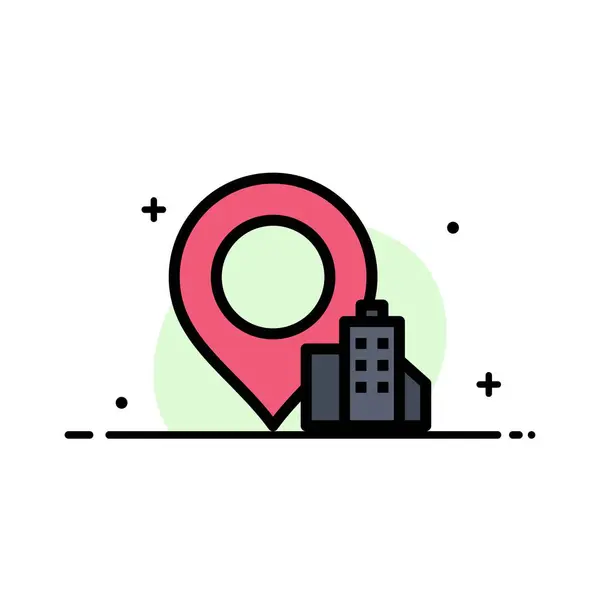 Location, Building, Hotel  Business Flat Line Filled Icon Vector — Stock Vector