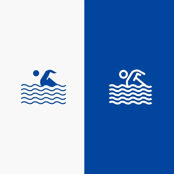 Activity, Sport, Swim, Swimming, Water Line and Glyph Solid icon