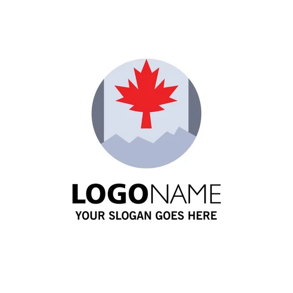 Canada, Leaf, Flag Business Logo Template. Colore piatto — Vettoriale Stock