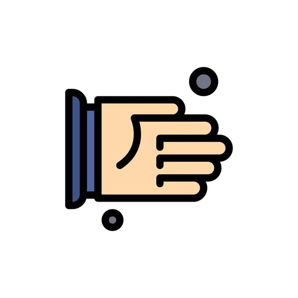 Рука, рукопожатие, соглашение, икона офисного плоского цвета. Значок вектора — стоковый вектор