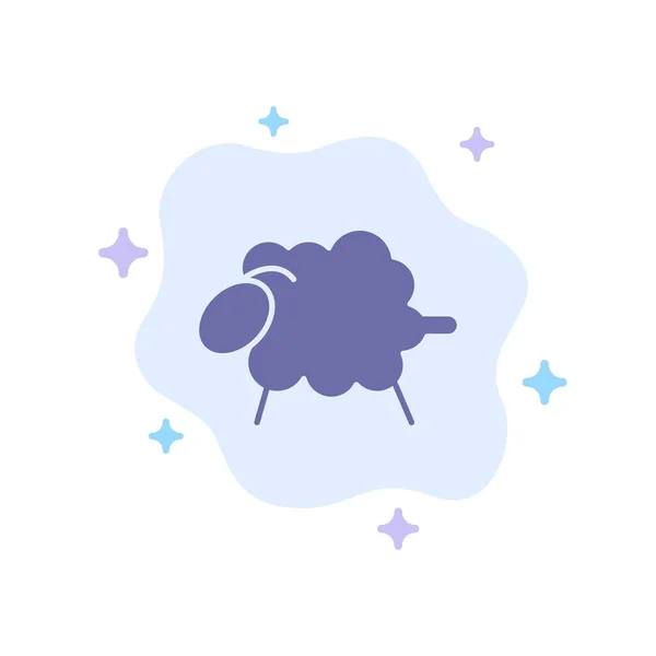 Jagnięcina, owce, wełna, Wielkanoc niebieski ikona na abstrakcyjne chmura tło — Wektor stockowy