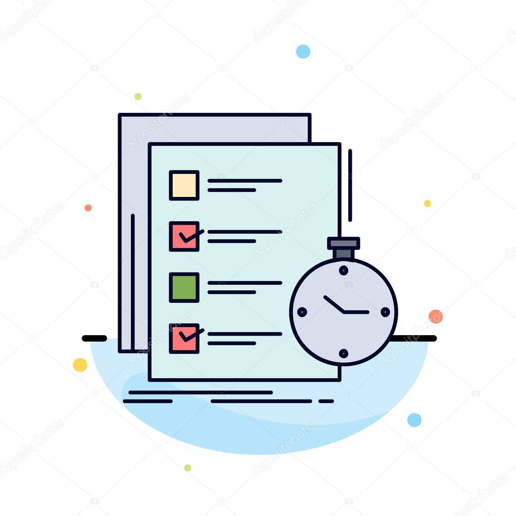 todo, task, list, check, time Flat Color Icon Vector