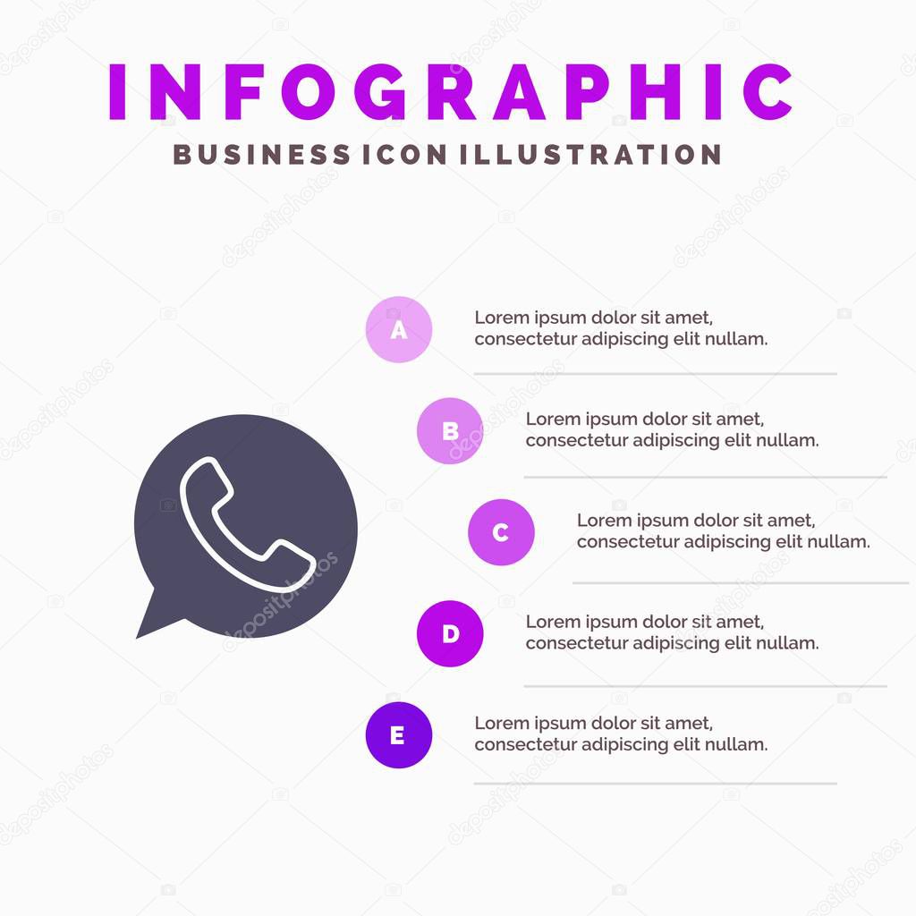 App, Chat, Telephone, Watts App Solid Icon Infographics 5 Steps 