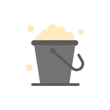 Kova, Temizlik, Zemin, Ev Düz Renk Simgesi. Vektör simgesi bann