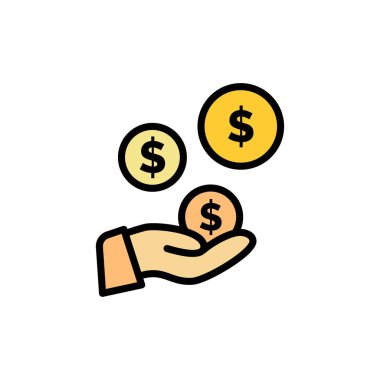 teknoloji Sanayi, El, Dolar, Sanayi Düz Renk Simgesi. Vektör i