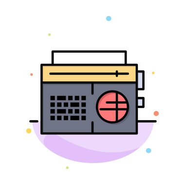 Radyo, Müzik, Ses, Medya Soyut Düz Renk Simgesi Şablonu