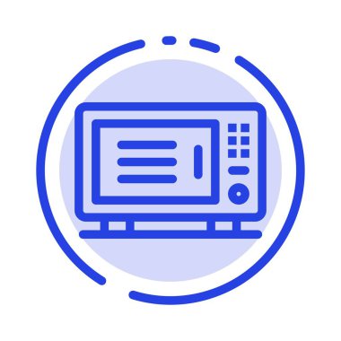 Elektrikli, Ev, Makine, Fırın Mavi Noktalı Çizgi Hattı Simgesi