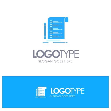 Plac ile Dosya, Rapor, Fatura, Kart, Kontrol Listesi Mavi Katı Logo