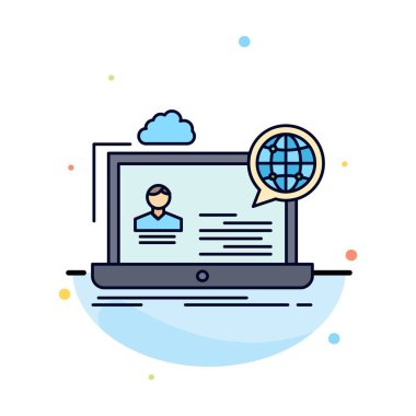 websemineri, forum, online, seminer, web sitesi Düz Renk Simge Vektör