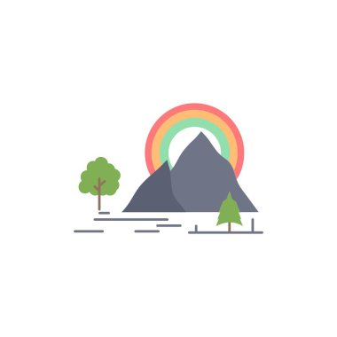 , Dağ, tepe, peyzaj, Doğa, gökkuşağı düz renk simgesi VEC