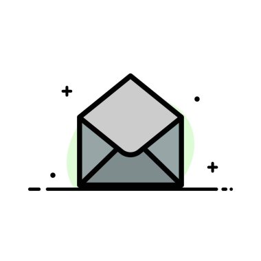 Sms, E-posta, Posta, Mesaj İş Düz Hat Dolu Simge Vektör