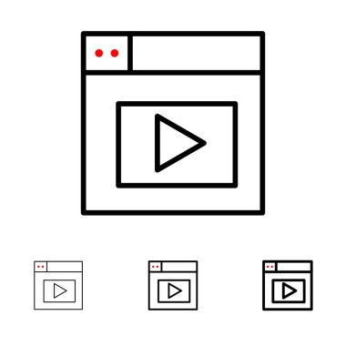 Web, Tasarım, Video Kalın ve ince siyah çizgi simge seti