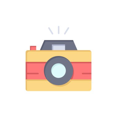 Kamera, Görüntü, Fotoğraf, Fotoğraf Düz Renk Simgesi. Vektör simgesi 