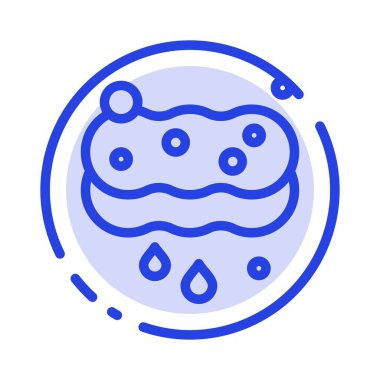 Temiz, Temizlik, Sünger, Yıkama Mavi Noktalı Çizgi Simgesi