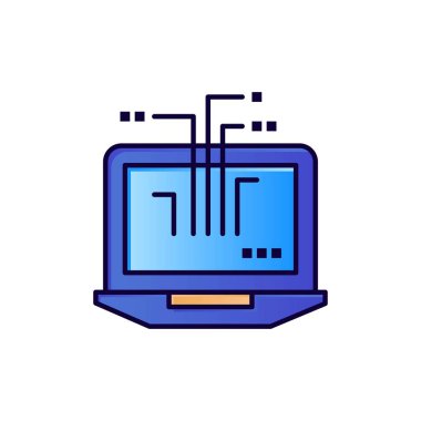 Bilgisayar, Ağ, Dizüstü Bilgisayar, Donanım Düz Renk Simgesi. Vektör ico