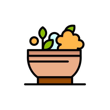 Bitkisel, Tıp, Doğal, Kase Düz Renk Simgesi. Vektör simgesi ba