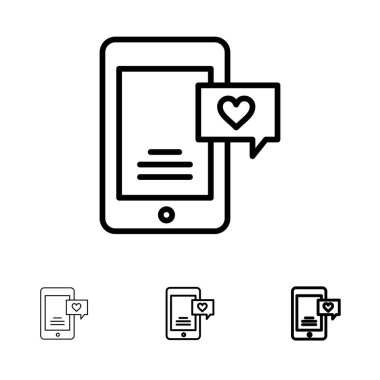 Mobil, Sohbet, Sohbet Bubble, Love Chat Kalın ve ince siyah çizgi ic