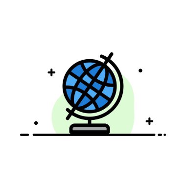 Eğitim, Coğrafya, Globe Business Flat Line Dolu Simge Vect