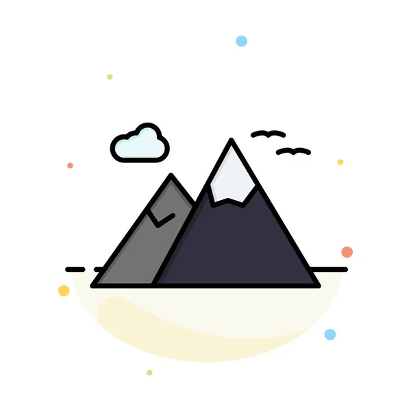 Montagnes, Nature, Paysages, Voyage Abstrait Flat Color Icon Temp — Image vectorielle