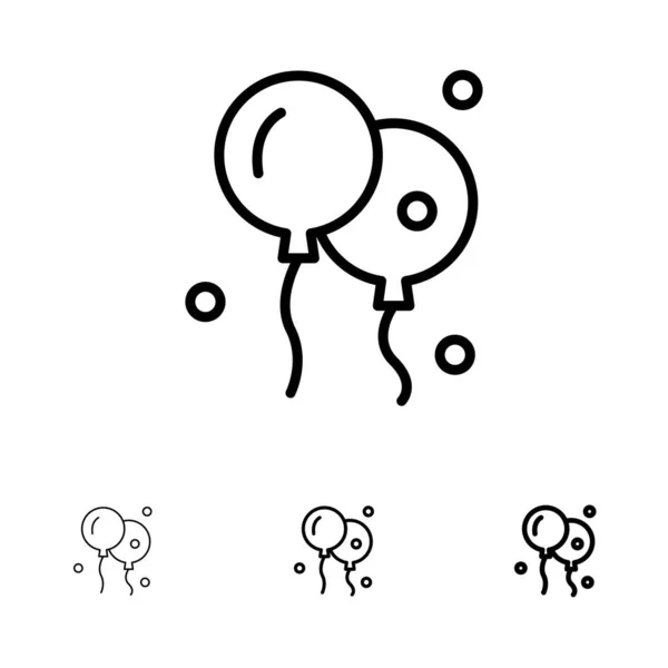 Ballon, Pasen, Natuur Vet en dun zwart lijn pictogram set — Stockvector