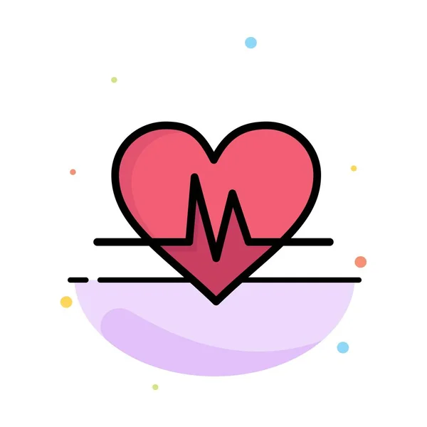 Ecg, Heart, Heartbeat, Pulse Abstract Flat Color Icon Template — Stock Vector