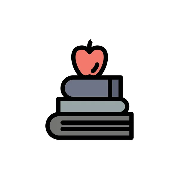 Apple, boeken, onderwijs, wetenschap platte kleur pictogram. Vector, pictogram b — Stockvector