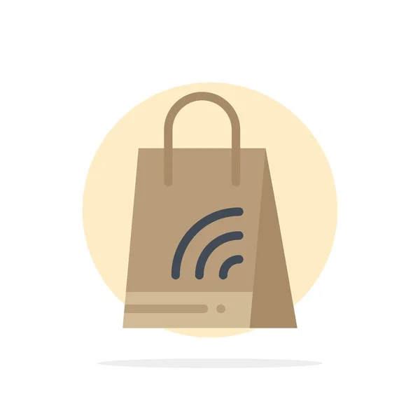 Sac, Sac à main, Wifi, Shopping Résumé Cercle Arrière-plan Flat col — Image vectorielle