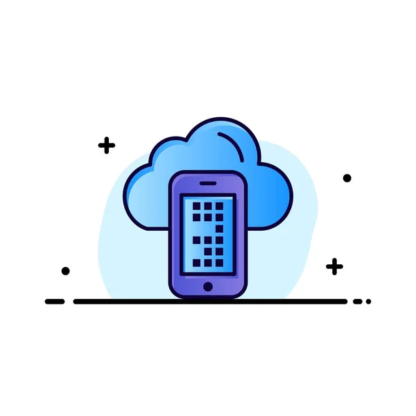 Cloud, computing, mobiele, Cell Business logo sjabloon. Platte Colo — Stockvector