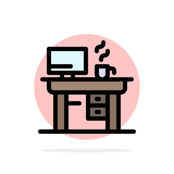 Робота, ноутбук, офіс, робочий абстрактний круговий фон Плоский стовпчик — стоковий вектор